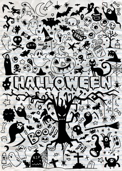 Ensemble de doodle Halloween — Image vectorielle