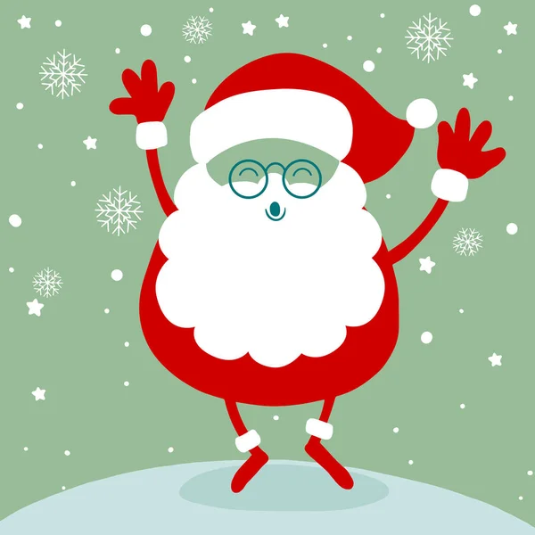Babbo Natale nella neve, Babbo Natale in piedi e sorridere. Cartoni animati alcol di Natale — Vettoriale Stock