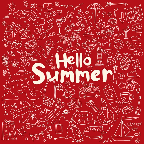 Elle çizilmiş vektör çizim yaz unsurları ayarlayın. El drawi