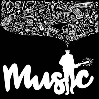 gitarist, müzik arka plan, müzikal InStr ile kolaj