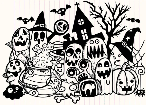 Garabatos de Halloween dibujados a mano — Vector de stock