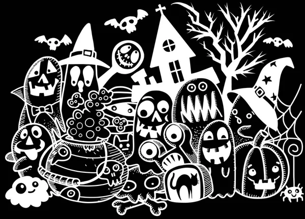 Scarabocchi di Halloween disegnati a mano — Vettoriale Stock