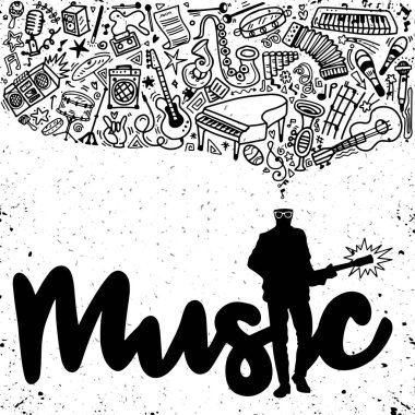gitarist, müzik arka plan, müzikal InStr ile kolaj