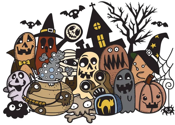 Ręcznie rysowane gryzmoły Halloween — Wektor stockowy