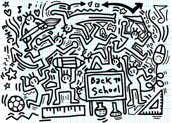 Рука малювання Doodle Векторні ілюстрації, назад в школу, де плоскі — стоковий вектор
