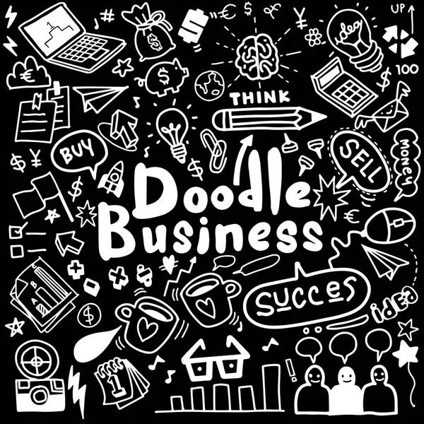 Business Idea doodles pictogrammen ingesteld. Vectorillustratie. — Stockvector