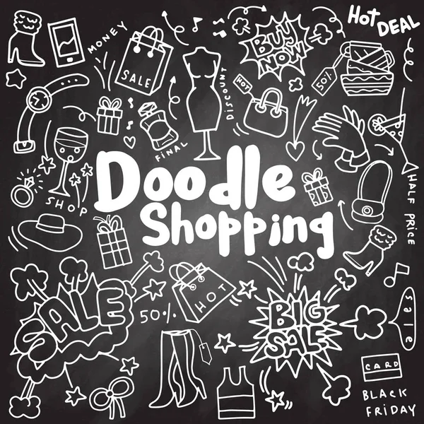 Handzeichnung Shopping Mode, Doodle-Stil, Vektorillustration — Stockvektor