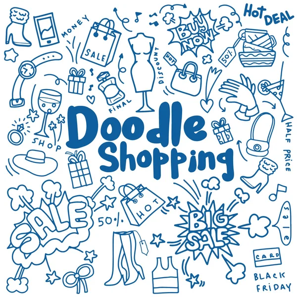 Hand drawing Shopping Fashion , Doodle style ,vector Illustration — Stock Vector