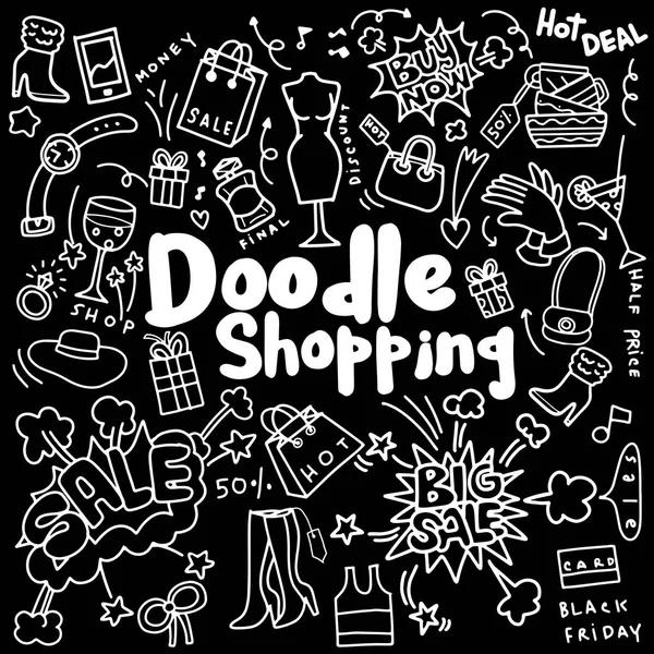 Hand drawing Shopping Fashion , Doodle style ,vector Illustration — Stock Vector
