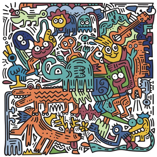 Handgezeichnete Vektor-Illustration des Doodle lustiges Tier, illustrieren — Stockvektor