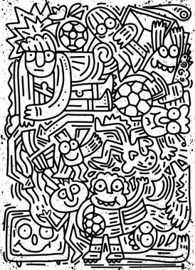 Hipster el çizimi Doodle vektör çizim, komik insanlar,