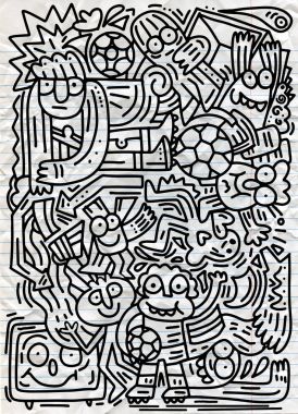 Hipster el çizimi Doodle vektör çizim, komik insanlar,