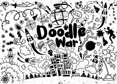 El Doodle savaş koleksiyonu, vektör çizim çizimi.