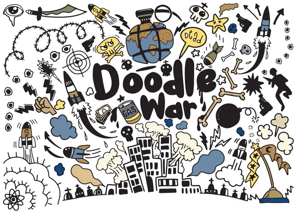 El Doodle savaş koleksiyonu, vektör çizim çizimi. — Stok Vektör