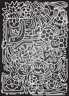 Hipster el çizimi Doodle vektör çizim, komik insanlar,