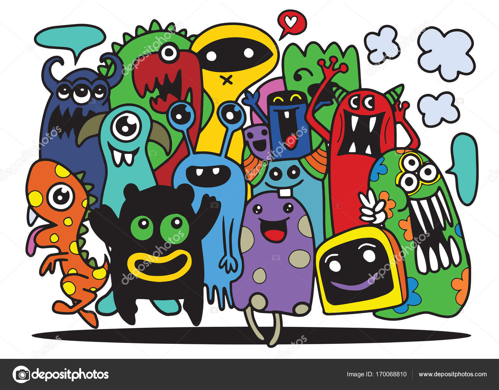 Free Vector  Doodle monsters set