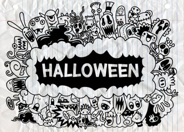 Çizgi film canavarları koleksiyonu. Karikatür canavarlarının vektör kümesi izole edildi. Yazdırma, parti dekorasyonu, tişört, illüstrasyon, logo, amblem veya çıkartma için tasarım