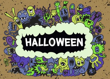 Canavarlar koleksiyonu karikatür. Vektör çizgi film canavarlar isol ayarla