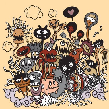 Şirin Halloween çizilmiş vektör çizim doodles