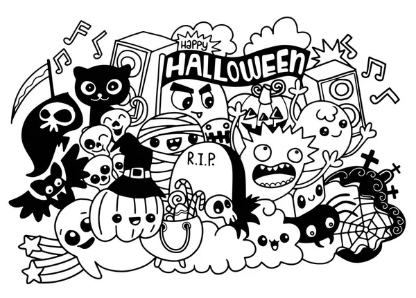 Vectorillustratie van Monsters en schattige ghost vriendelijke, cool, cute handgetekende monsters collectie — Stockvector