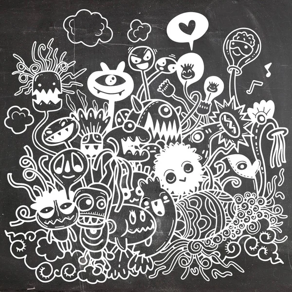 Şirin Halloween çizilmiş vektör çizim doodles — Stok Vektör