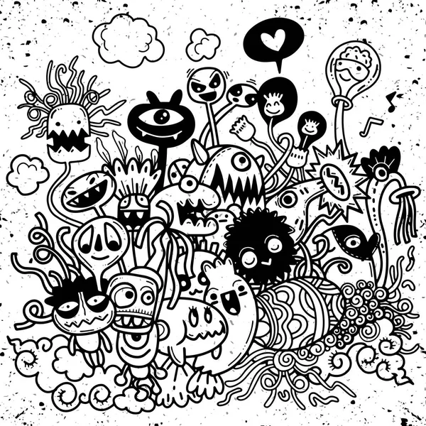 Ilustracja wektorowa Ładna ręcznie rysowane Halloween doodles — Wektor stockowy