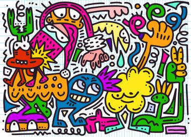 Elle çizilmiş stil Doodle yılbaşı ayarla. Vektör çizim.