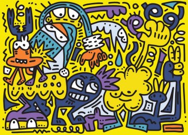 Elle çizilmiş stil Doodle yılbaşı ayarla. Vektör çizim.