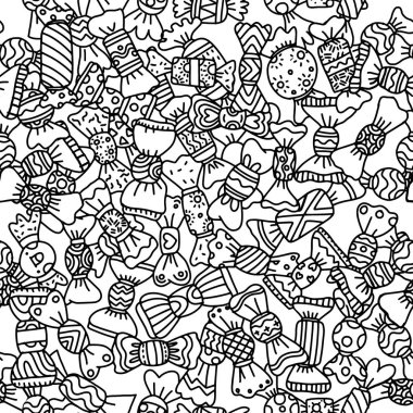 Tatlı şeker kroki. Tasarım çizilmiş vektör çizim. İdeal