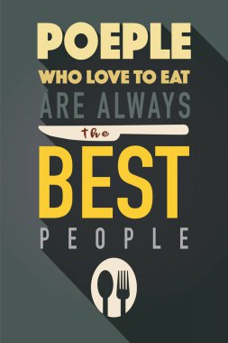 Yemek tipografik teklif, baskı pişirme duvar sanatı ile ilgili. Vektör VI