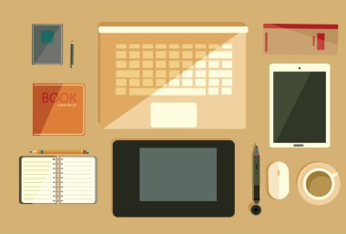 Düz vektör tasarım çizim modern iş office kümesi