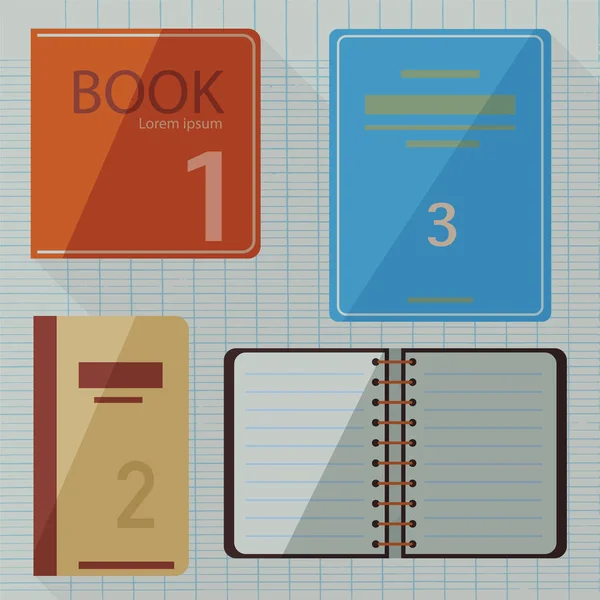 Conjunto de ícones de livro em estilo de design plano.Ilustração vetorial —  Vetores de Stock