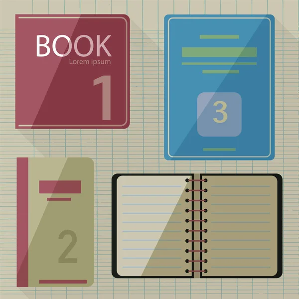 Conjunto de ícones de livro em estilo de design plano.Ilustração vetorial —  Vetores de Stock
