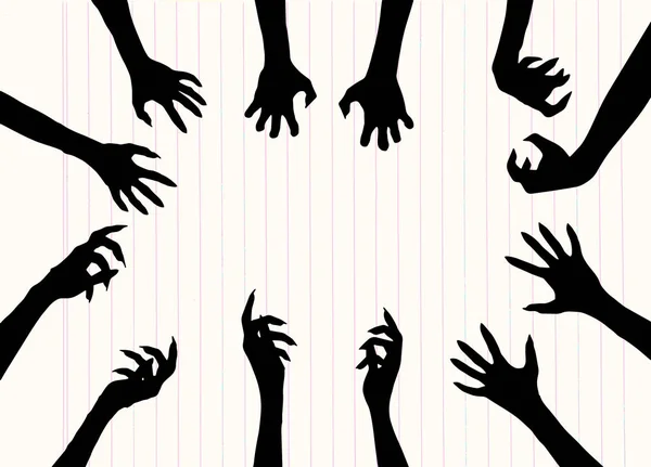 Zombie Hand Silhouette Clip Art Design Vector — Stock Vector