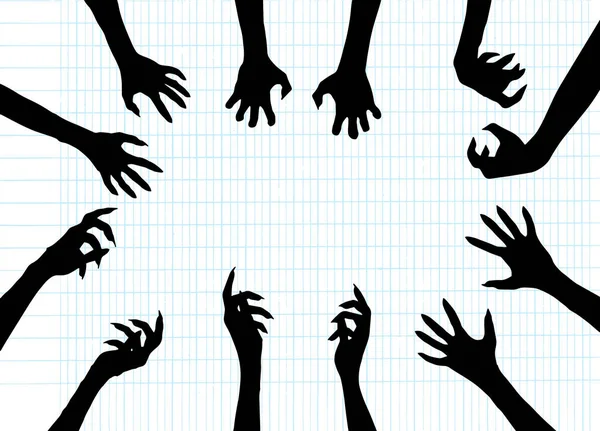 Zombie main Silhouette Clip Art Design vecteur — Image vectorielle