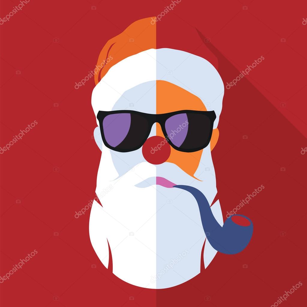 Vector hipster Santa Claus fashion silhouette with cool beard  g