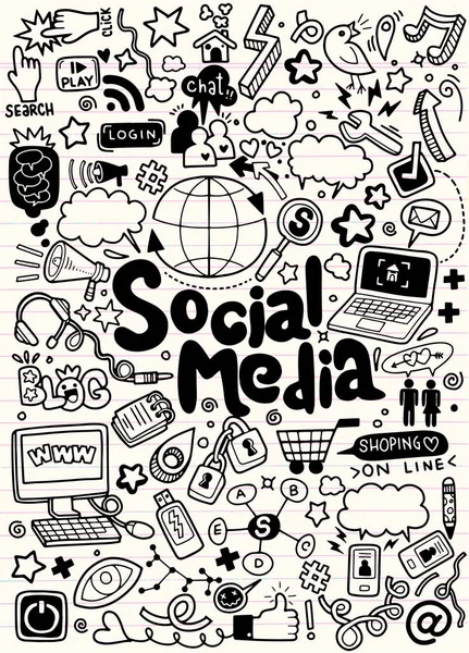 Objetos Símbolos Elemento Redes Sociales Ilustración Vectorial — Vector de stock