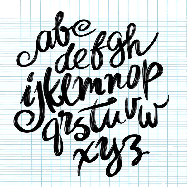 Vector alfabet. Belettering en aangepaste typografie voor ontwerpen: Lo — Stockvector