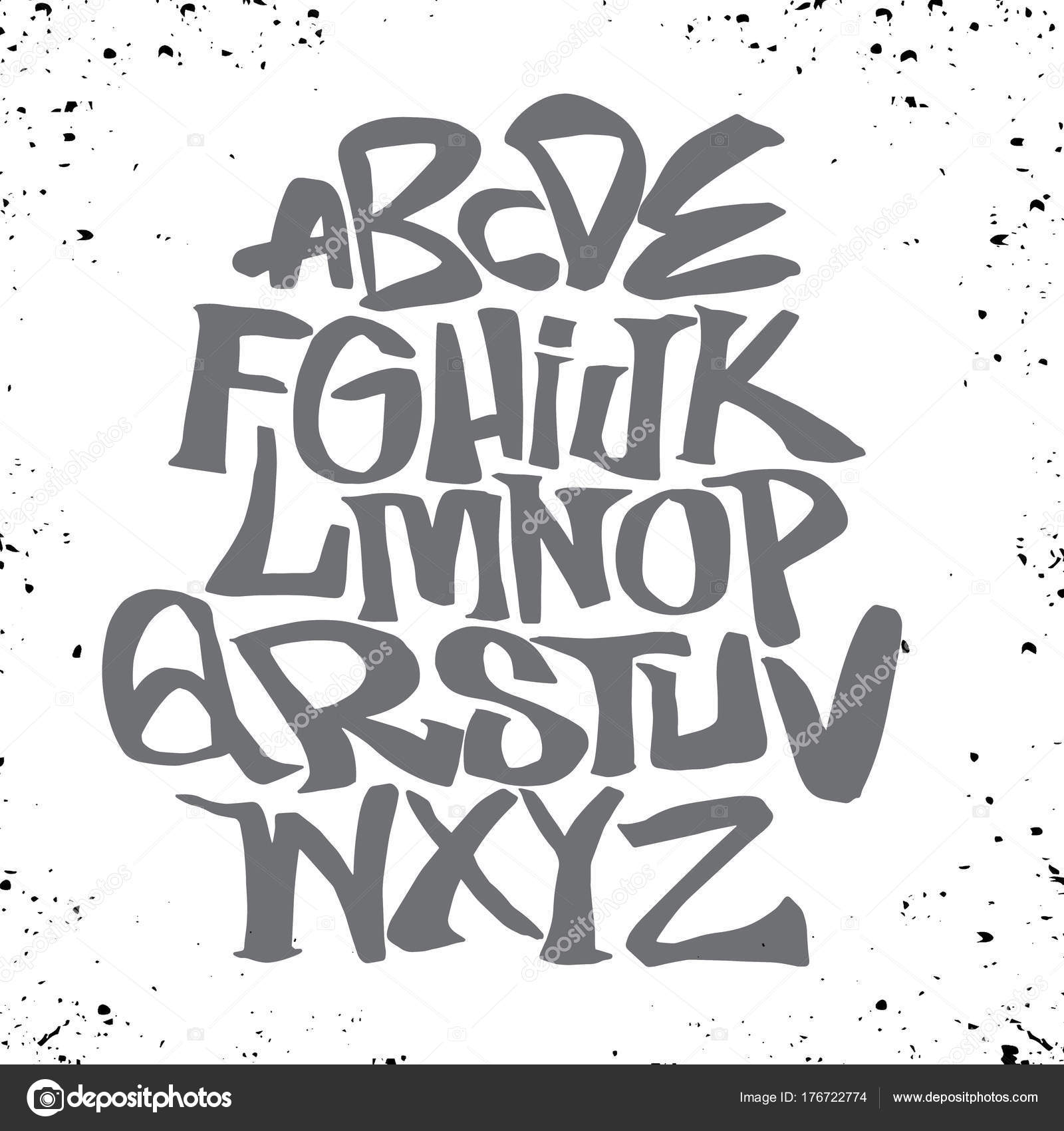 Letras de mano bosquejo fuente. Alfabeto vectorial Vector de stock por ...