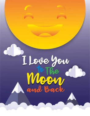 Ay ve arka için seni seviyorum. Sevimli romantik kartı, poster ile romantik bir teklif. Bu resimde bir Sevgililer günü için kullanılabilir veya tarihi bildirimi kartı kaydetmek veya yazdırmak.