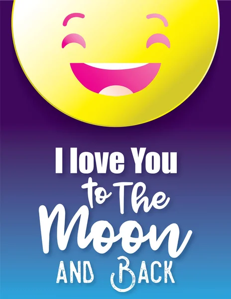 月とに戻ると私がみたい。かわいいロマンチックなカードは、ロマンチックな引用とポスター。この図をバレンタインの日に使用することができますまたは日付カードを保存または印刷. — ストックベクタ