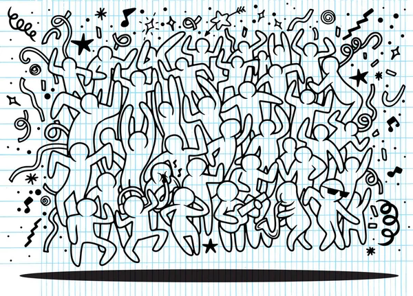 Dessin à la main Doodle Vector Illustration de gens drôles de fête — Image vectorielle