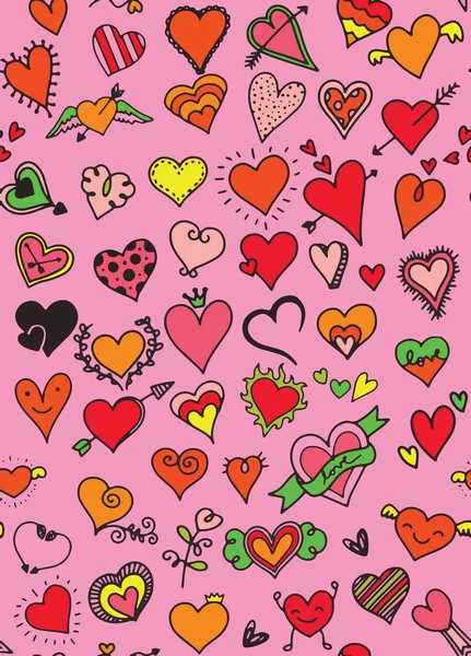 Coeurs dessinés à la main. Eléments de design pour la Saint Valentin. — Image vectorielle