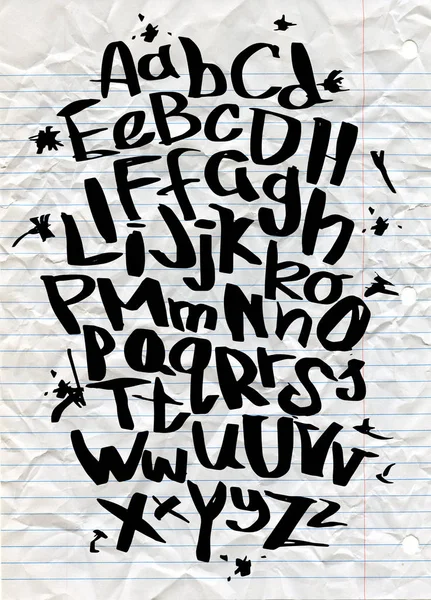 Hand belettering schets lettertype. Vector alfabet — Stockvector