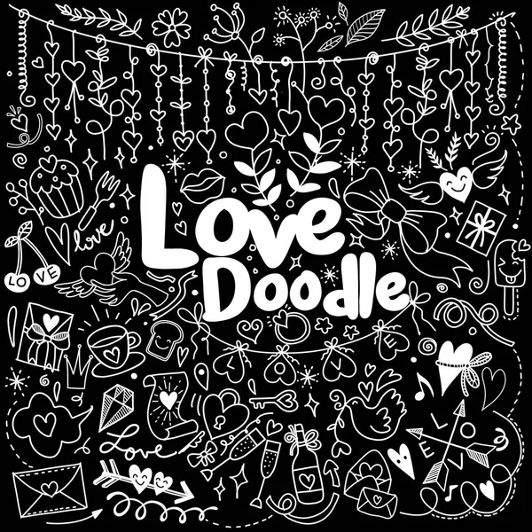 Valentine's Day Love & Hearts Doodles Éléments de design sur doublure S — Image vectorielle