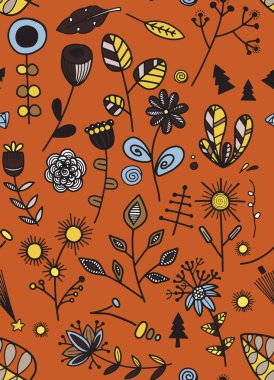 Tasarım, vektör çizim çiçek seamless modeli