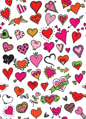 Elle çizilmiş kalpler. Sevgililer Günü için tasarım ögeleri.