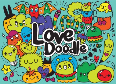 Komik sevimli canavarlar, yabancılar veya fantezi hayvanlar childr için