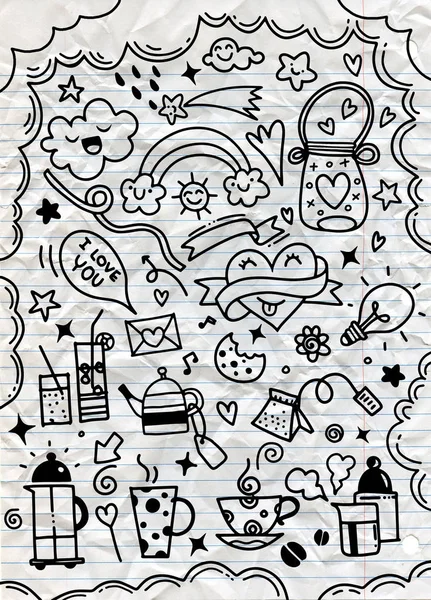 Gıda, simge, çekilmiş, el, vektör, arka plan, hızlı, mutfak, kek