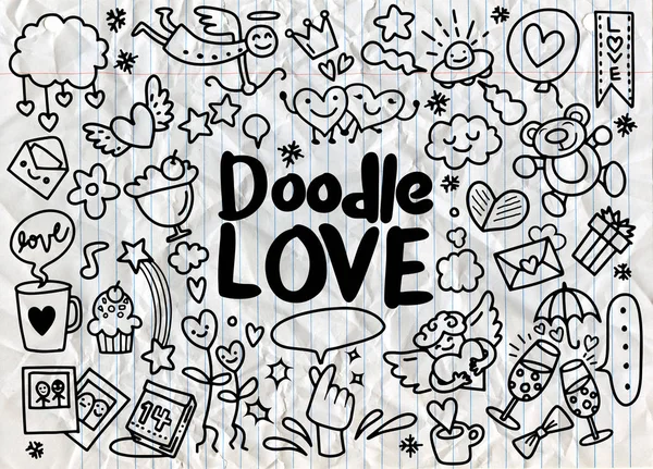 Cartoon vector hand menggambar ilustrasi Doodle Love. vektor illus - Stok Vektor